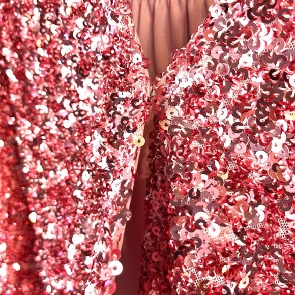ROTATE Birger Christensen Aurelia Rapture Rose Sequin-Embellished Top - Picture 5 of 13